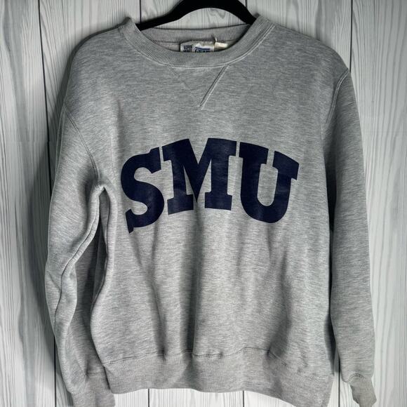 Gear Tops - Vintage Gear Taiwan 1990s
 SMU Crewneck Sweatshirt Mens Medium Gray